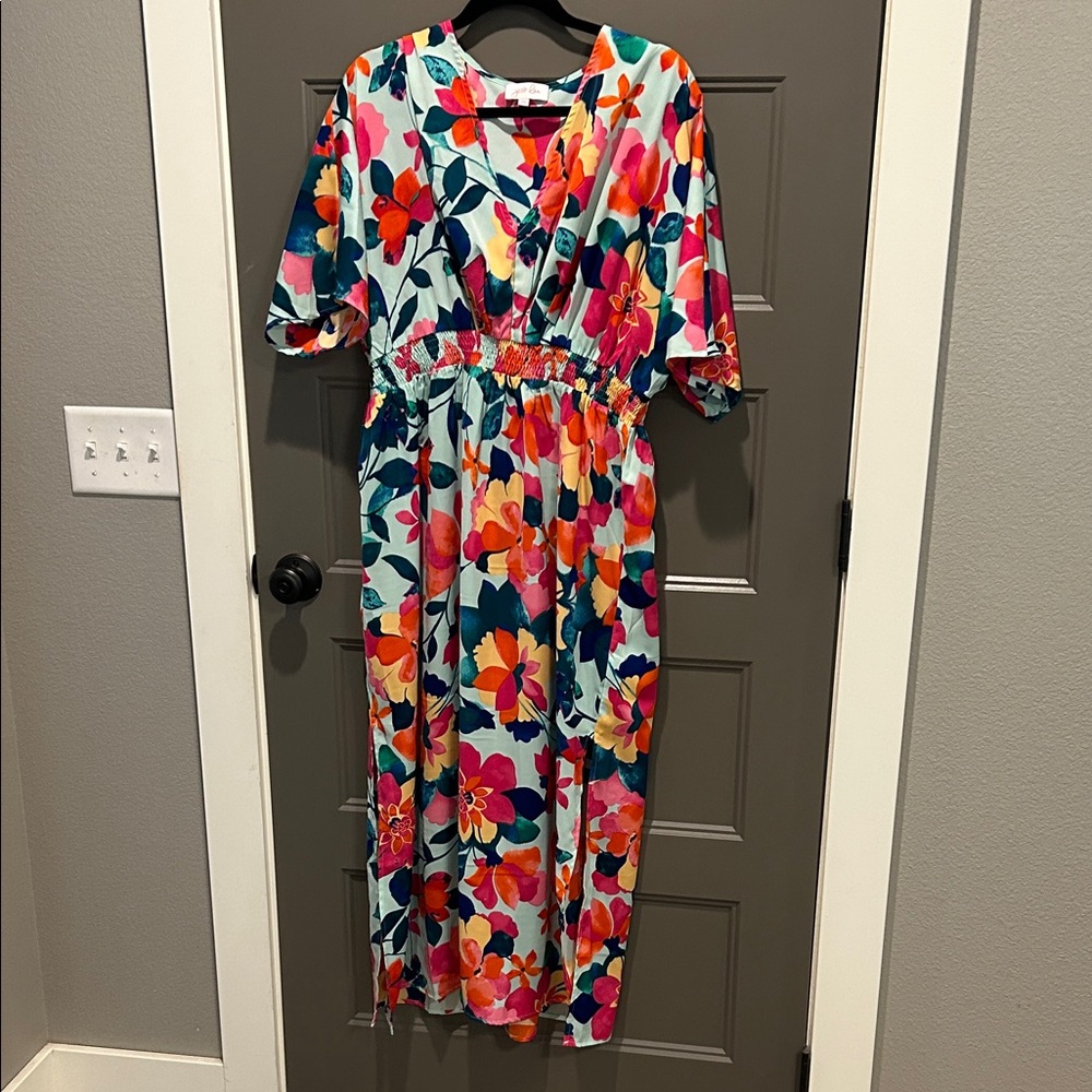 Jess Lea Floral V-Neck Maxi Dress in Multicolor